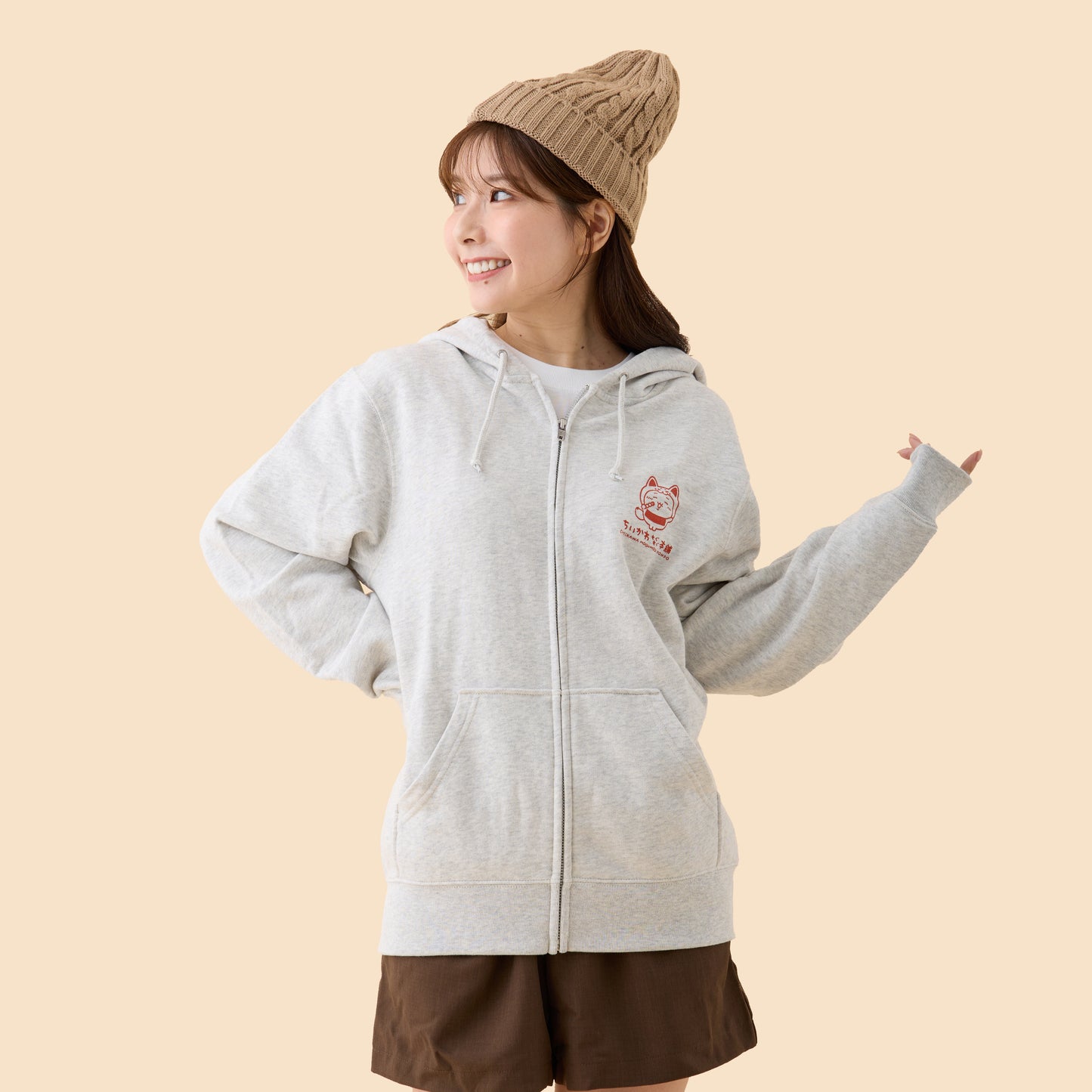 伏見店限定 ZIPパーカー 伏見稲荷な みんな オートミール M