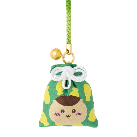 ちいかわもぐもぐ本舗 川越店限定 鈴付きぷっくりミニお守り くりまんじゅう 正面 拡大