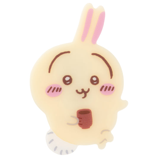 ダイカットアクリルバッジ(うさぎ/ ほうじ茶)