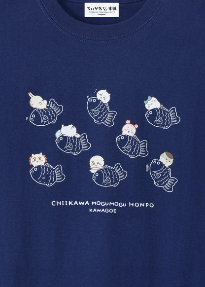 ちいかわもぐもぐ本舗 川越Tシャツ鯛だらけインディゴ