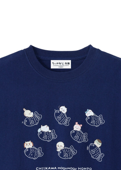 ちいかわもぐもぐ本舗 川越Tシャツ鯛だらけインディゴ