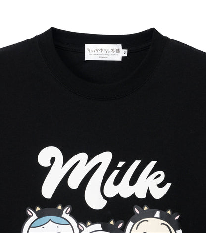【公式】ちいかわもぐもぐ本舗 小樽 Tシャツ ミルク ブラック